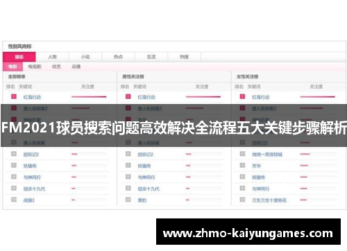 FM2021球员搜索问题高效解决全流程五大关键步骤解析 FM2021球员搜索问题高效解决全流程五大关键步骤解析